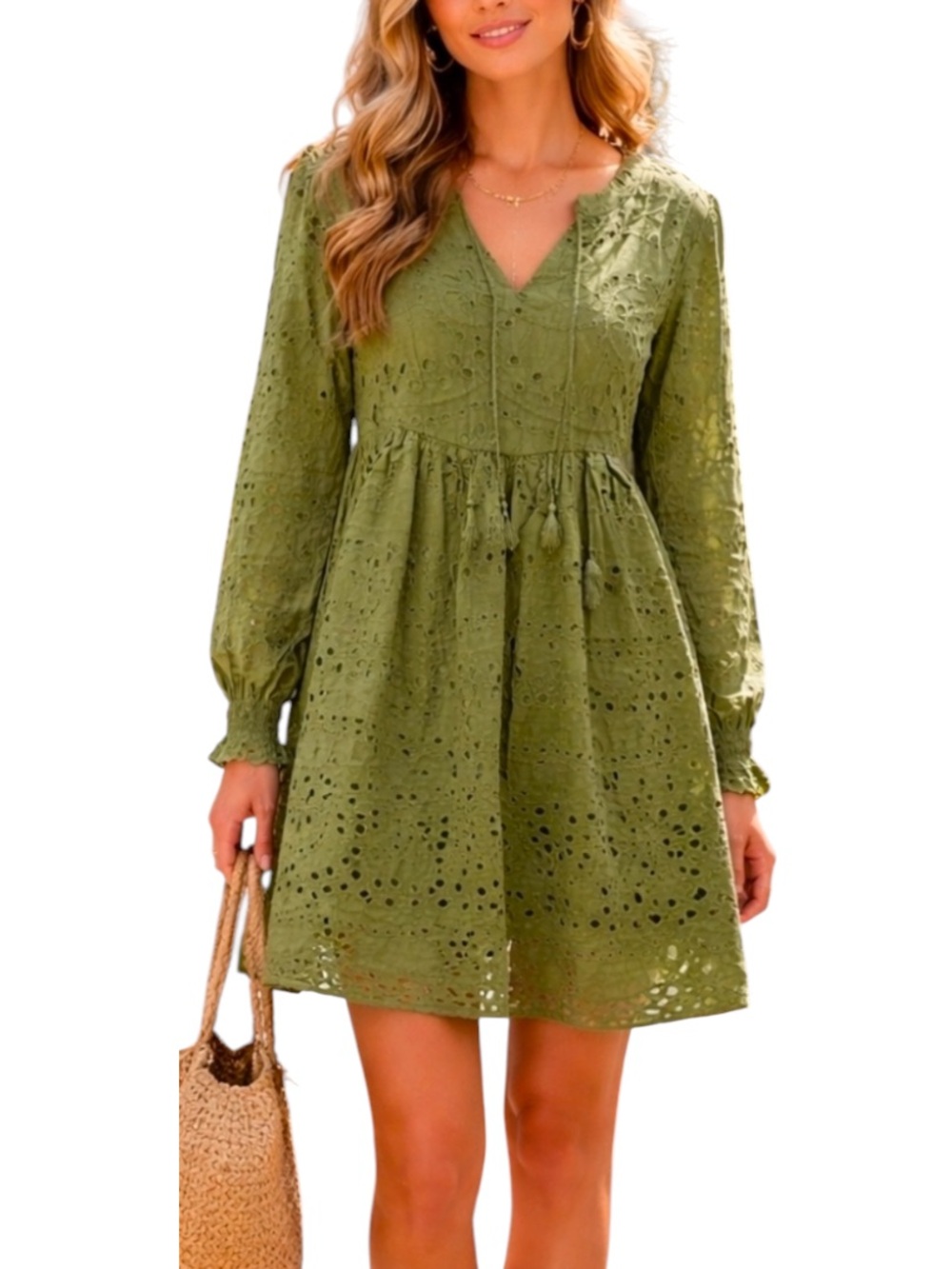 Cotton eyelet baby doll dress L